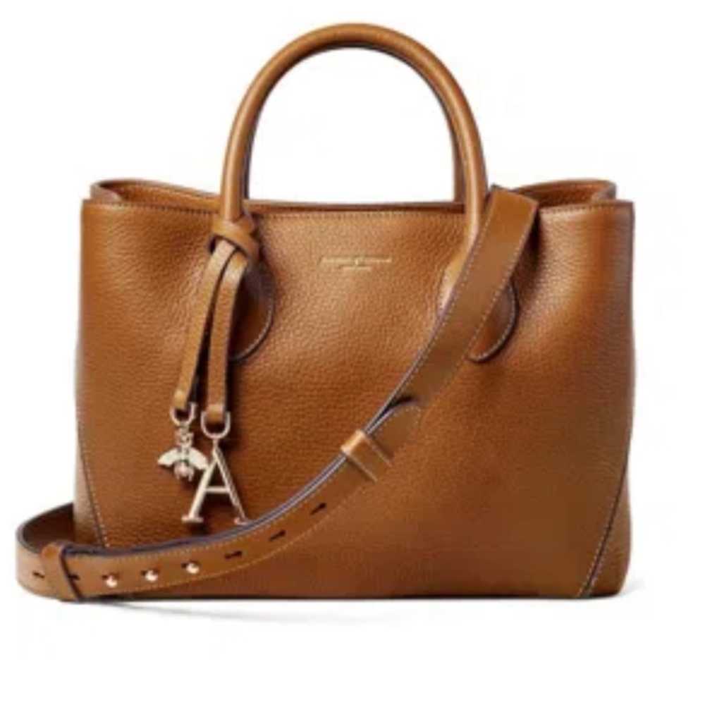 Aspinal of London Midi London Tote, Tan Pebble Leather